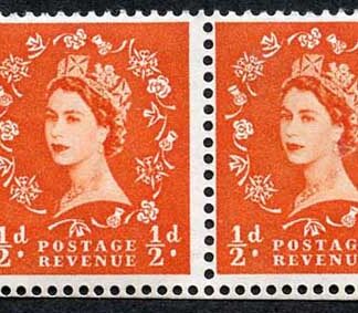 SB6 1/2d Wmk Edward Perf Type E (1/2 v) Part Arrow Booklet Pane of 2 U/M