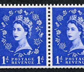 SB28 1d Wmk Edward Booklet Pane of 2 Perf E U/M