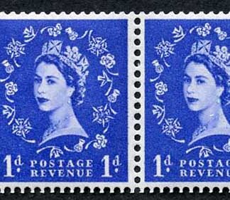 SB28 1d Wmk Edward Booklet Pane of 2 Perf E U/M