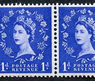 SB28 1d Wmk Edward Booklet Pane of 2 Perf E (1/2v) U/M