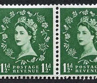 SB64 1 1/2d Wmk Edward Booklet Pane of 2 Perf Type E (1/2v) Part Arrow U/M