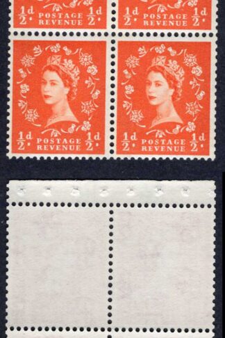 SB18a 1/2d Wmk Crowns Sideways to Right Cream Paper Blue Phos Perf AP Pane U/M
