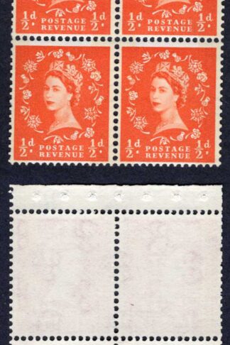 SB18a 1/2d Wmk Crowns Sideways to Right Cream Paper Blue Phos Perf AP Pane U/M