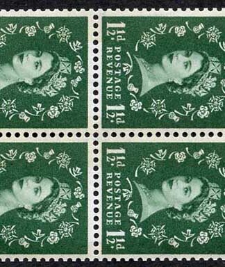 SG612mb 1 1/2d Booklet pane wmk S/way to the right Phosphor U/M Cat 80 pounds