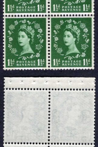 SB43a 1 1/2d Wmk Crowns Sideways to Right Cream Paper Blue Phos Perf AP Pane U/M