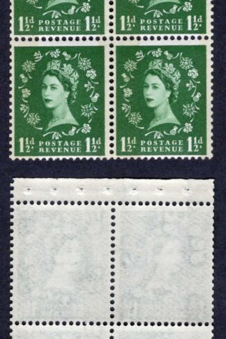 SB43a 1 1/2d Wmk Crowns Sideways to Right Cream Paper Blue Phos Perf AP Pane U/M