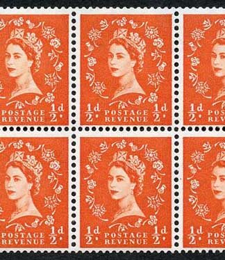 SB4 1/2d Wmk Edward Upright Cylinder E4 Dot Booklet Pane of 6 U/M
