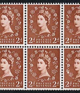 SB78 2d Light Red Brown Wmk Edward Upright Booklet Pane of 6 U/M