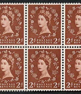 SB78 2d Light Red Brown Wmk Edward Upright Booklet Pane of 6 U/M
