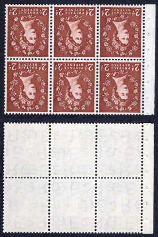 SB78a 2d Light Red-Brown wmk Edward Inverted Pane of 6 U/M