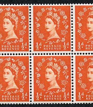 SB4 1/2d Wmk Edward Upright Cylinder E4 Dot Booklet Pane of 6 U/M