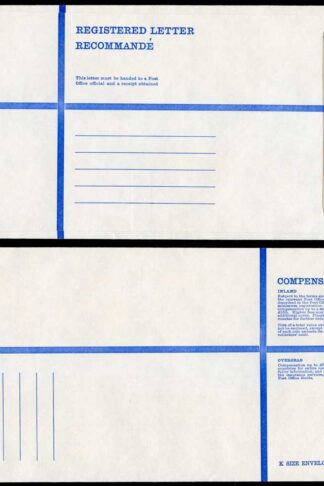 RP107 29.5p Blue Registered Envelope Size H (curved flap) Mint