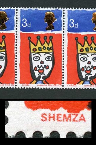 Spec W109c 1966 3d Christmas (Ordinary) with Missing T Variety Strip of 4 U/M