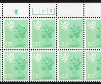 S-JFP12.5A 12.5p Light Emerald Scotland Waddington LB FCP/PVA 3A/3B Dot U/M