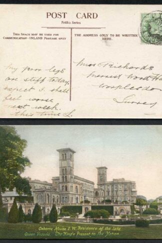 KEVII 1/2d  on Postcard to Worplesdon cancelled with a Mail Bag Seal and CDS