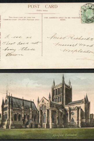 KEVII 1/2d Yellow-green on Postcard to Worplesdon cancelled with a Mail Bag Seal