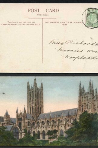 KEVII 1/2d Yellow-green on Postcard to Worplesdon cancelled with a Mail Bag Seal
