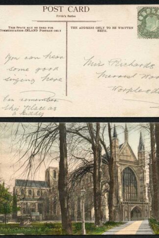 KEVII 1/2d Yellow-green on Postcard to Worplesdon cancelled with a Mail Bag Seal