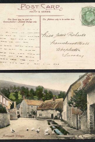 KEVII 1/2d Yellow-green on Postcard to Worplesdon cancelled with a Mail Bag Seal