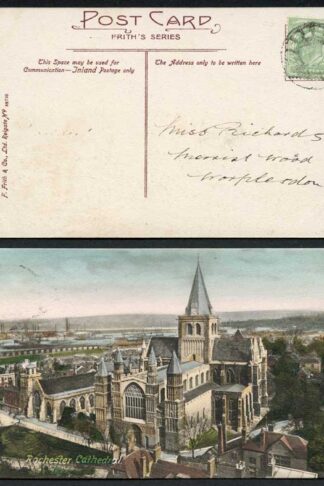 KEVII 1/2d Yellow-green on Postcard to Worplesdon cancelled with a Mail Bag Seal