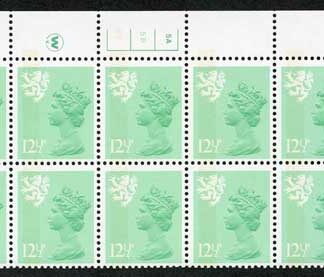 S-JFP12.5A 12.5p Light Emerald Scotland Waddington LB FCP/PVA 5A/5B No Dot U/M