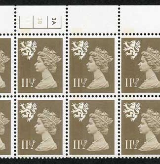 S-JFP11.5A 11.5p Mushroom Scotland Waddington LB Cyl 3A/3B No Dot FCP/PVA
