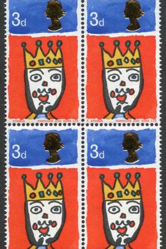 SG713c 1966 3d Christmas (Ordinary) with Missing T Variety Block of 4 U/M