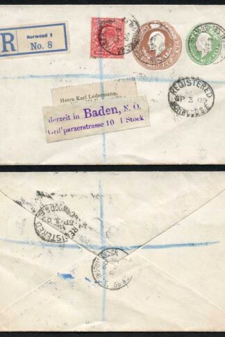 ESC680 KEVII 1/2d and 3d Stamped to order envelope uprated with a 1d Stamp