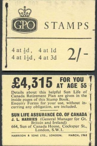 N11 2/- Booklet Wmk Crowns Sideways March 1963 No Phosphor