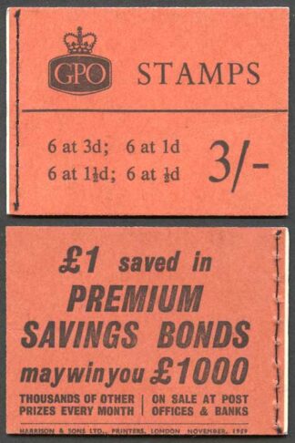 SG Spec M16 3/- Wilding Booklet November 1959 No Phosphor