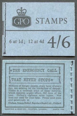 SG Spec L63 4/6 Wilding Booklet March 1966 No Phosphor