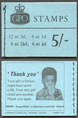 SG Spec H73 5/- Wilding Booklet March 1965 No Phosphor