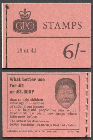 SG Spec Q1p 6/- Wilding Booklet June 1965 Blue Phosphor