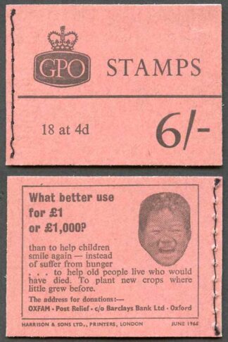 SG Spec Q1 6/- Wilding Booklet June 1965 No Phosphor
