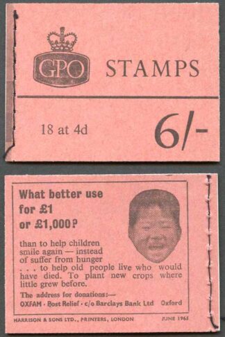SG Spec Q1 6/- Wilding Booklet June 1965 No Phosphor