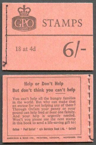 SG Spec Q18 6/- Wilding Booklet November 1966 No Phosphor