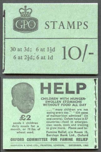 SG Spec X7 10/- Wilding Booklet December 1963 No Phosphor