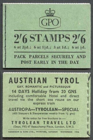 SG Spec F48 2/6 Wilding Booklet November 1956 No Phosphor