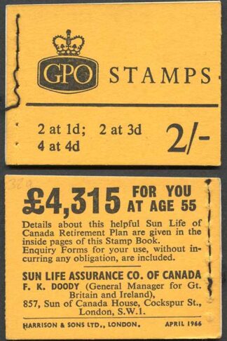 N24 2/- Booklet Wmk Crowns April 1966