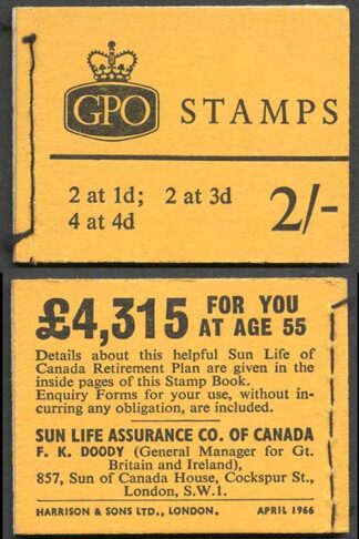 N24 2/- Booklet Wmk Crowns April 1966