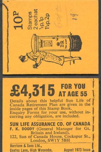 DN61 10p British Pillar Box Series Stitched Booklet August 1973