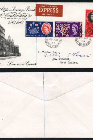 28th August 1961 POSB FDC Blythe Road West Kensington CDS postmark