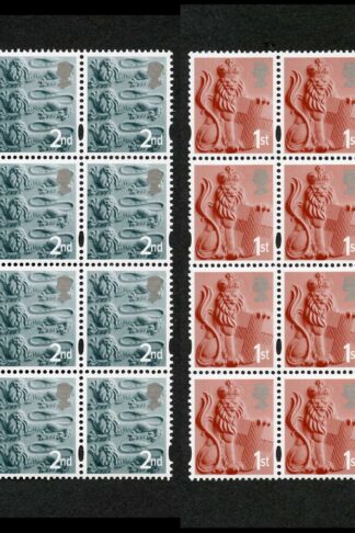 SGEN6b/7b/11b/17a England 2nd 1st 44p and 72p white border HEAD TYPE 1 Warrant Blocks