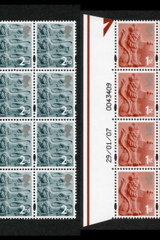 SGEN6b/7b/11b/17a England 2nd 1st 44p and 72p white border HEAD TYPE 1 Warrant Blocks