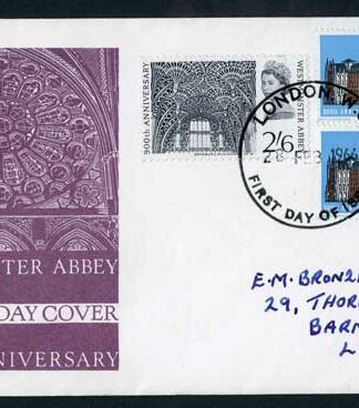SG687-8 1966 Abbey ord and Phos  First Day Cover with London WC Postmark