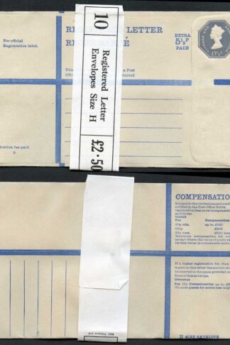 RP96 QEII 17 1/2p Grey + 5 1/2p Extra Registered Envelope Size H Mint