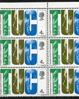 Spec 134b 1968 4d Anniversaries with Retouch on Large C Block of 6 U/M