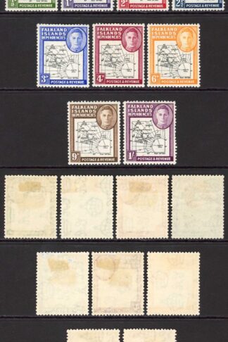 Falkland Is SG G9/16 1946-49 Maps (Thin) Set of 9 M/M