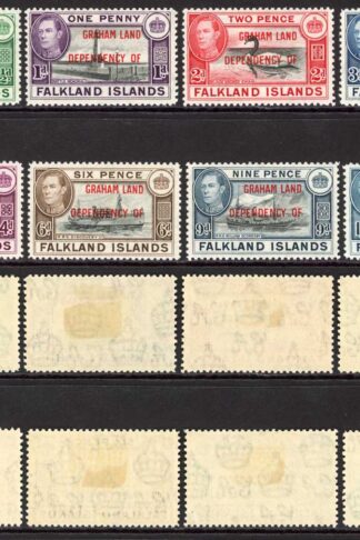 Falkland Is SGA1/8 1944/5 KGVI Set of 8 Opt Graham Land Dependency Of