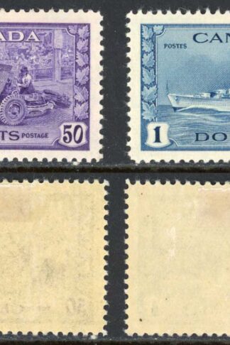 Canada SG387/88 1942-48 KGVI 50c and One Dollar War Effort M/M